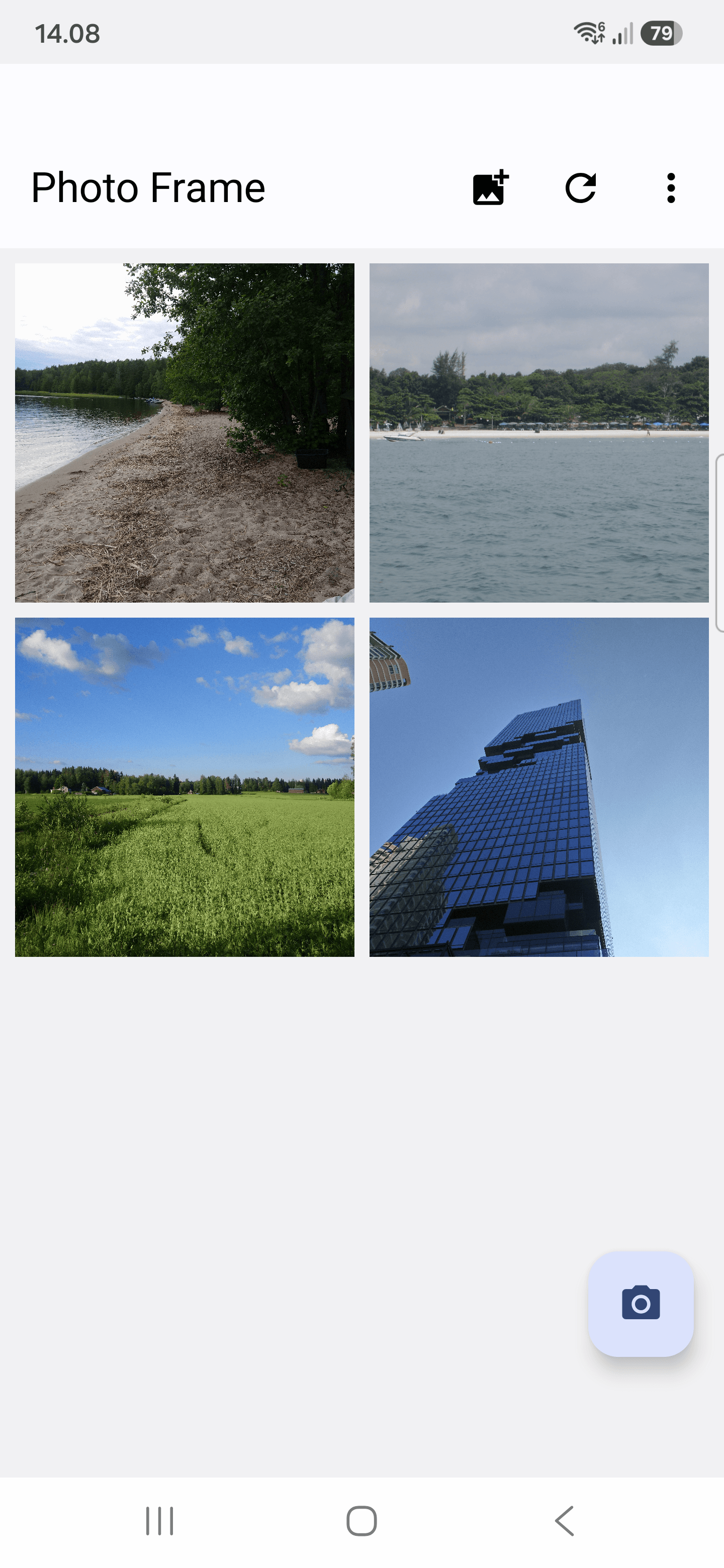 Photo Frame Android app main view for managing the paired frame